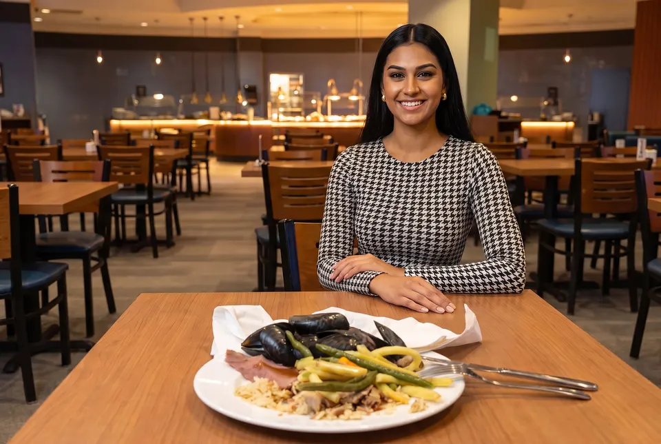 A woman at a buffet table at Casino Nova Scotia