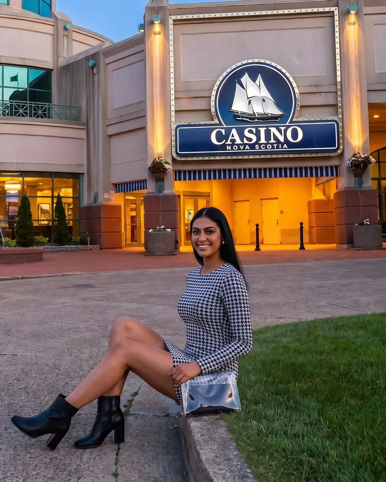 A woman outside the Casino Nova Scotia entrance
